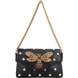 Gucci Black Leather Queen Margaret Bee Shoulder Bag