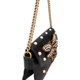 Gucci Black Leather Queen Margaret Bee Shoulder Bag