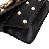 Gucci Black Leather Queen Margaret Bee Shoulder Bag