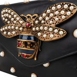 Gucci Black Leather Queen Margaret Bee Shoulder Bag