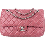 Chanel Quilted Lambskin Palladium Double Flap Crossbody Bag