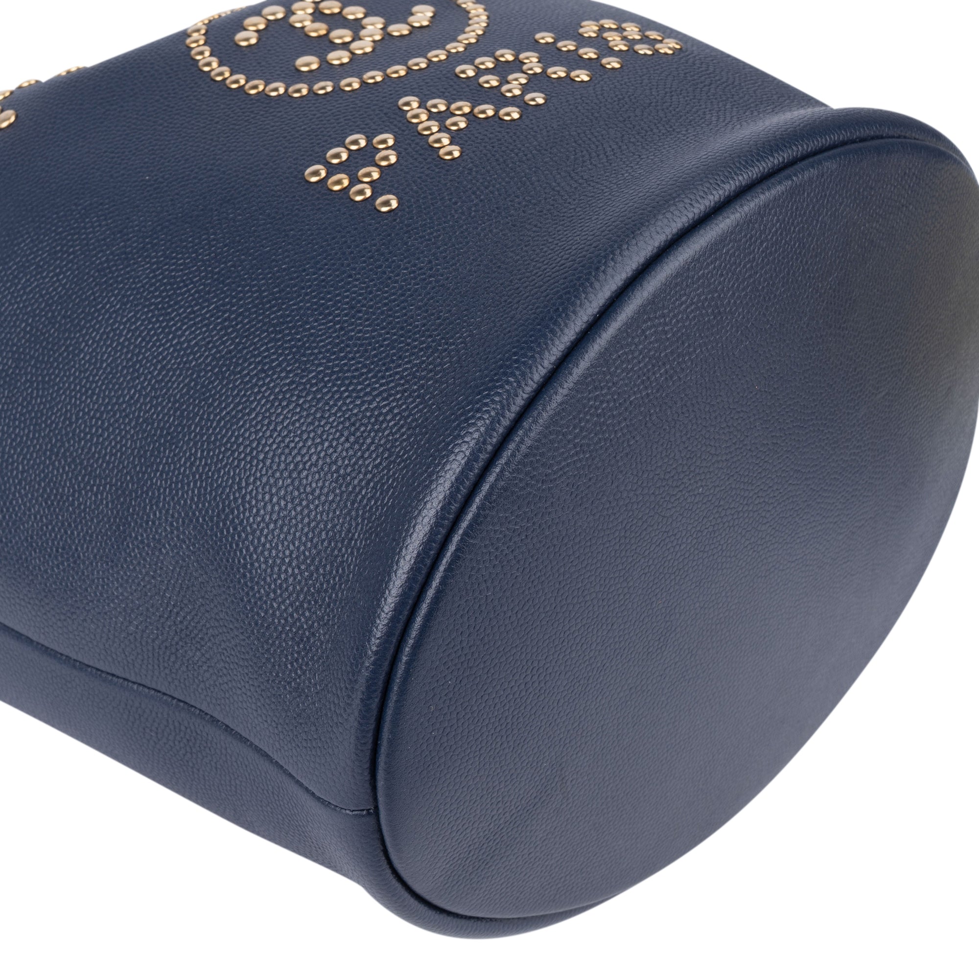 Chanel Bleu Caviar Leather Deauville Bucket Crossbody Bag - vintageandkickz