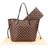 Louis Vuitton Damier Ebene Monogram Neverfull MM Shopper Handbag