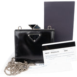 Prada Patent Leather Triangle Wallet On Chain
