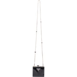 Prada Patent Leather Triangle Wallet On Chain