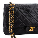 Chanel Quilted Lambskin 24K Gold Medium Double Flap Crossbody Bag