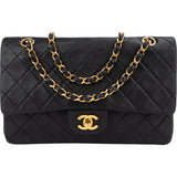 Chanel Quilted Lambskin 24K Gold Double Flap Crossbody Bag