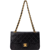 Chanel Quilted Lambskin 24K Gold Small Double Flap Crossbody Bag