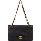 Chanel Quilted Lambskin 24K Gold Double Flap Crossbody Bag
