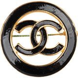 Chanel Black Emaille Circle CC Brooch