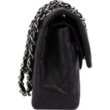 Chanel Quilted Lambskin Palladium Small Double Flap Crossbody Bag