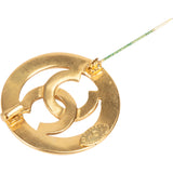 Chanel Black Emaille Circle CC Brooch