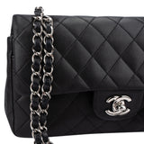Chanel Quilted Lambskin Palladium Small Double Flap Crossbody Bag