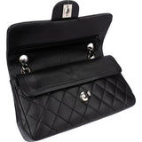 Chanel Quilted Lambskin Palladium Small Double Flap Crossbody Bag