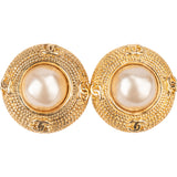 Chanel Gold Pearl CC Earclips