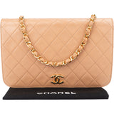 Chanel Quilted Lambskin 24K Gold Single Flap Shoulder Bag
