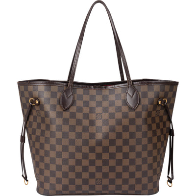 Louis Vuitton Damier Ebene Monogram Neverfull MM Shopper Handbag
