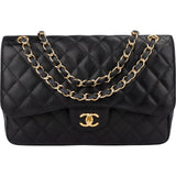 Chanel Quilted Caviar Leather Jumbo Double Flap Crossbody Bag