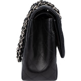 Chanel Quilted Lambskin Palladium Jumbo Double Flap Crossbody Bag