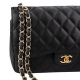 Chanel Quilted Caviar Leather Jumbo Double Flap Crossbody Bag