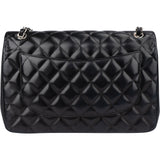Chanel Quilted Lambskin Palladium Jumbo Double Flap Crossbody Bag
