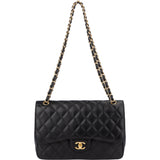 Chanel Quilted Caviar Leather Jumbo Double Flap Crossbody Bag