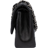 Chanel Quilted Lambskin Palladium Jumbo Double Flap Crossbody Bag