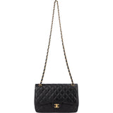 Chanel Quilted Caviar Leather Jumbo Double Flap Crossbody Bag