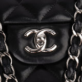Chanel Quilted Lambskin Palladium Jumbo Double Flap Crossbody Bag