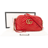 Gucci Red Leather Marmont GG Crossbody Bag