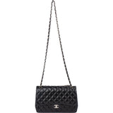 Chanel Quilted Lambskin Palladium Jumbo Double Flap Crossbody Bag