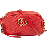 Gucci Red Leather Marmont GG Crossbody Bag