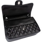 Chanel Quilted Lambskin Palladium Jumbo Double Flap Crossbody Bag