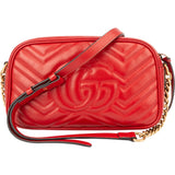 Gucci Red Leather Marmont GG Crossbody Bag