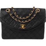 Chanel Quilted Lambskin 24K Gold Single Flap Crossbody Bag