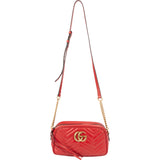 Gucci Red Leather Marmont GG Crossbody Bag