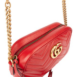 Gucci Red Leather Marmont GG Crossbody Bag