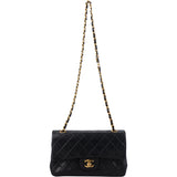 Chanel Quilted Lambskin 24K Gold Small Double Flap Crossbody Bag