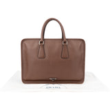 Prada Brown Saffiano Leather Triangle Business Handbag