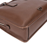 Prada Brown Saffiano Leather Triangle Business Handbag