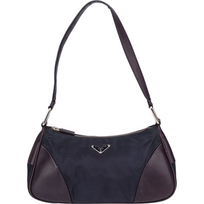 Prada Purple Nylon Triangel Shoulder Bag - vintageandkickz