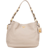 Prada Taupe Leather City Zippy Handbag