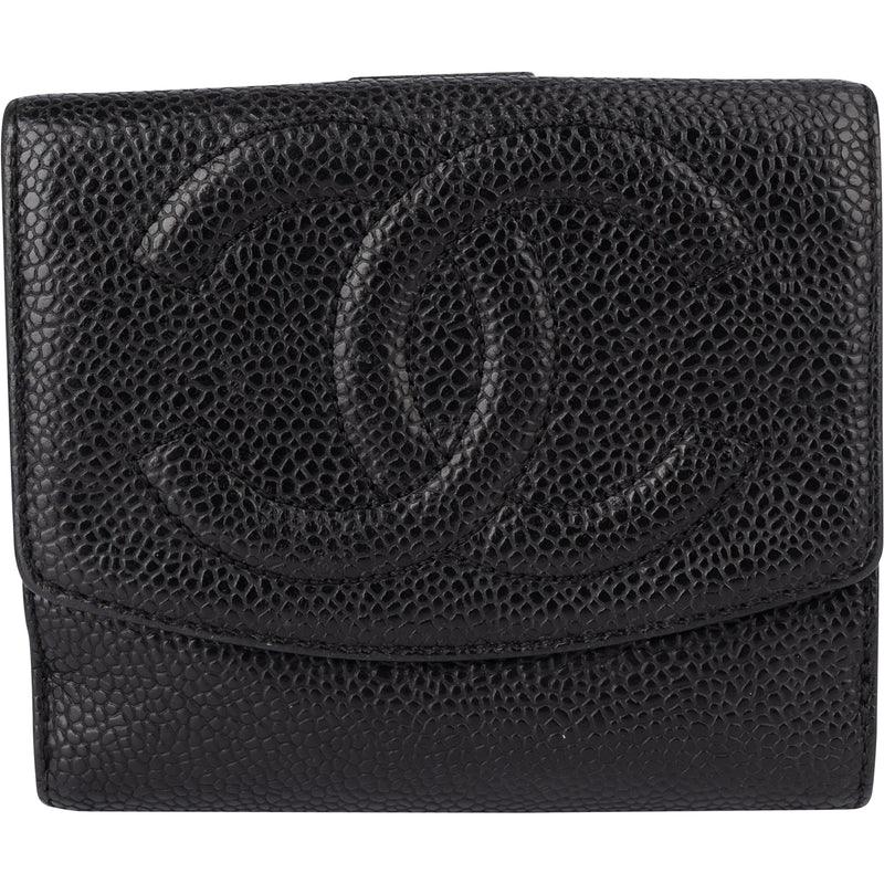 Chanel Noir Caviar Leather CC Wallet - vintageandkickz
