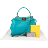 Fendi Turquoise Leather Peekaboo Handbag