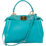Fendi Turquoise Leather Peekaboo Handbag