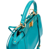 Fendi Turquoise Leather Peekaboo Handbag