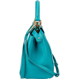 Fendi Turquoise Leather Peekaboo Handbag