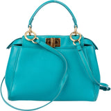 Fendi Turquoise Leather Peekaboo Handbag