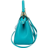Fendi Turquoise Leather Peekaboo Handbag