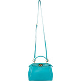 Fendi Turquoise Leather Peekaboo Handbag